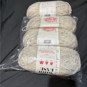 4- Lion Brand yarns. Wool ease. Wheat